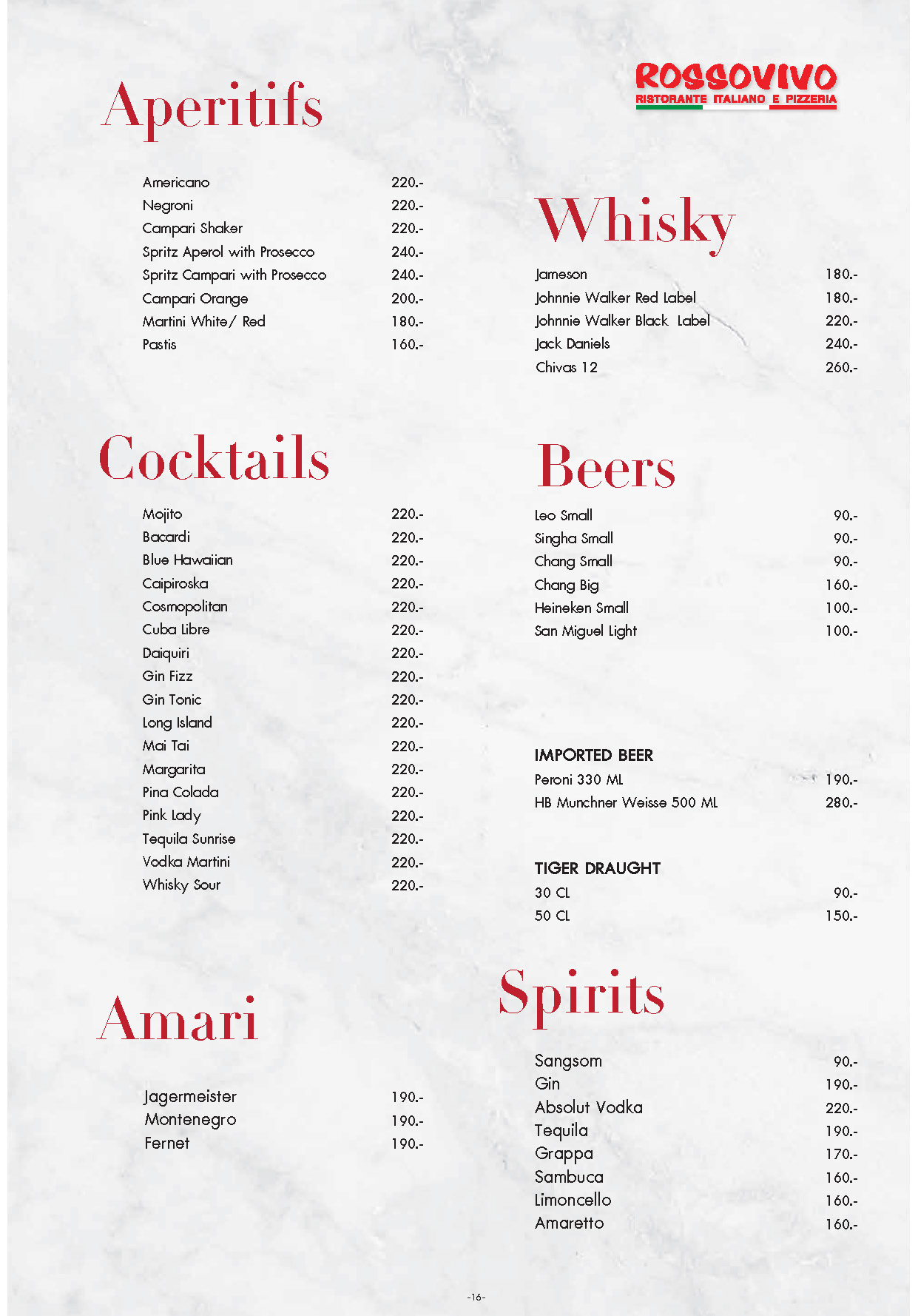, Menu